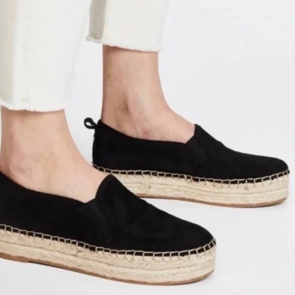 Sam Edelman Carrin black suede platform espadrille slip on shoes size 7.5 - Picture 1 of 7